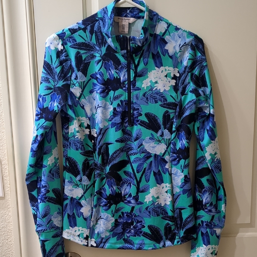 Tommy Bahama Blue and Green Floral Pullover